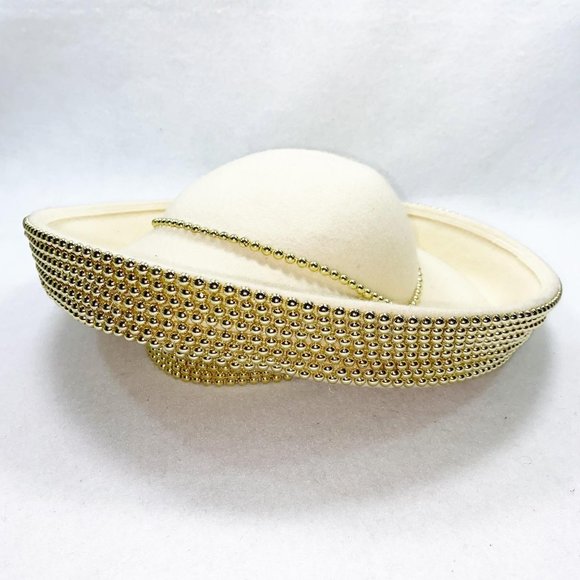 Ellie Fine Hats Cream & Gold Dramatic Wool Hat main image 9